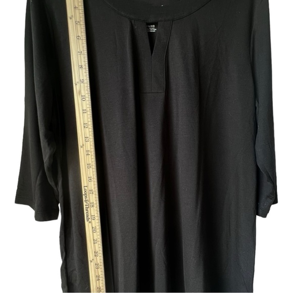Women's Hanes Keyhole neckTunic casual  black 3/4 sleeve soft fabric size XL - Picture 6 of 10